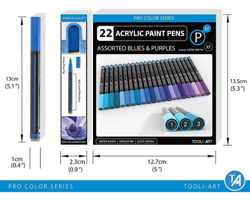 Rotuladores Acrílicos Finos Tip Blue Tones Tooli-art