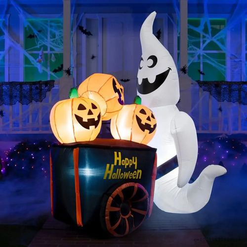 - Carrito De Calabaza Inflable De 6 Pies Para Halloween