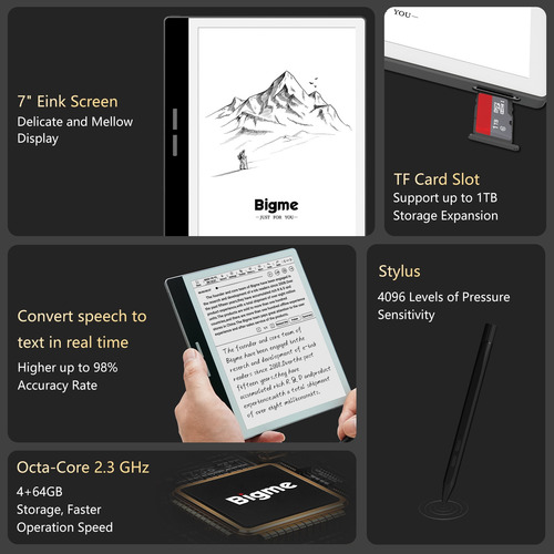 Bigme 7inch B751 Black&white E Reader Negro