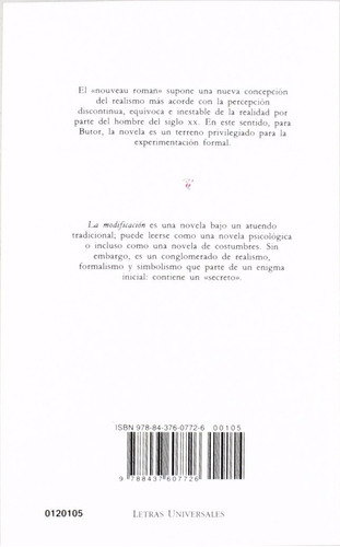 La Modificación, De Michel Butor., Vol. 0. Editorial Cátedra, Tapa Blanda En Español, 2014