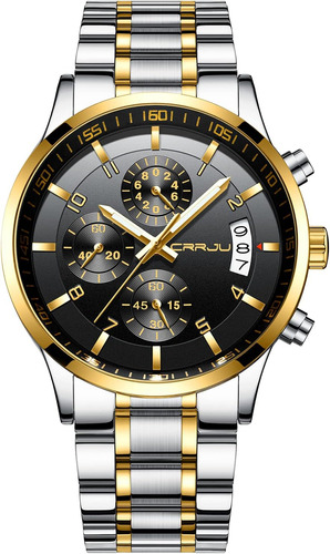 Reloj Para Hombre Crrju/silver Gold