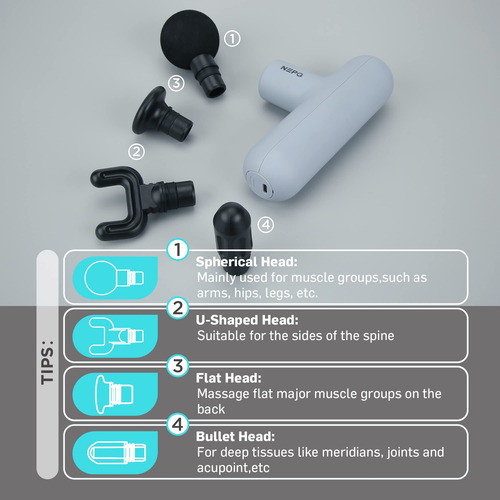 Massage Gun Nepq Sk6 Mini Portable Deep Tissue Gray