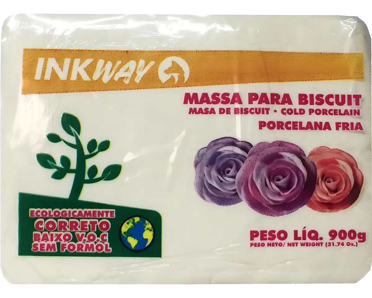 Massa de Biscuit Natural 900g Inkway para Modelagem Criativa