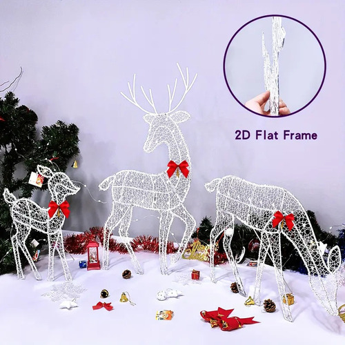 Kit De 3 Luces Led Decorativas Con Diseño De Renos Para Jard