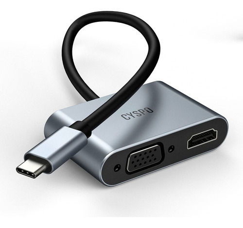 Adaptador Vga Usb C A Hdmi, Adaptador Cyspo De Doble Pantall