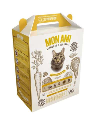 Imagen 3 de 3 de Alimento Mon Ami Alimentos Saludables para gato adulto sabor mix en bolsa de 1.4 kg