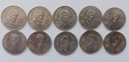 Colección  De Monedae De 20 Centavos  1974-1983 Completa 