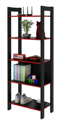 Mueble Librero Linea Gamer Negro/rojo Modelo Me4166.0002