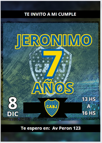 Invitacion Tarjeta Para Whatsapp - Boca Juniors