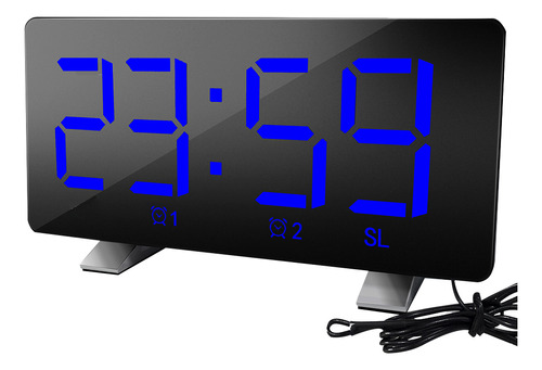 Reloj De Escritorio Led Con Carga Usb Negro, Doble Alarma, M