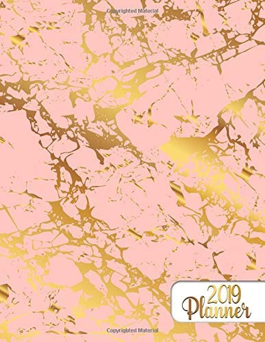 2019 Planner Golden Rose Marble Planner With Weekly Views, T