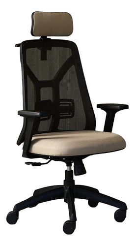 Silla de escritorio Rossi Tokio ergonómica  negra y beige