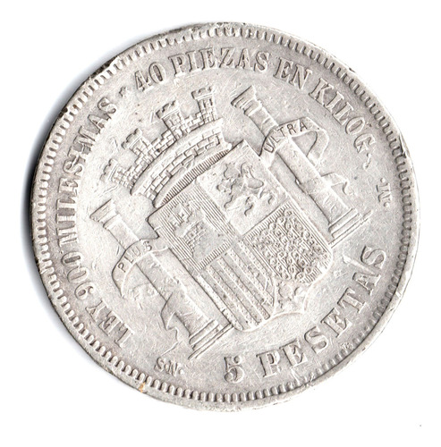 Moneda De Plata De España 5 Pesetas 1870