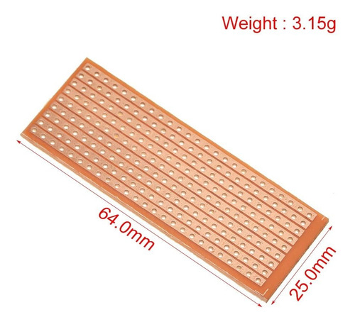 Baquelita Perforada Continua Universal Pcb 2.5x6.4cm Kit 5