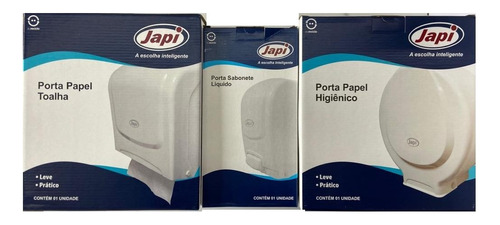 Kit Com 1 Saboneteira, 1 Papeleira E 1 Toalheira - Branco - 