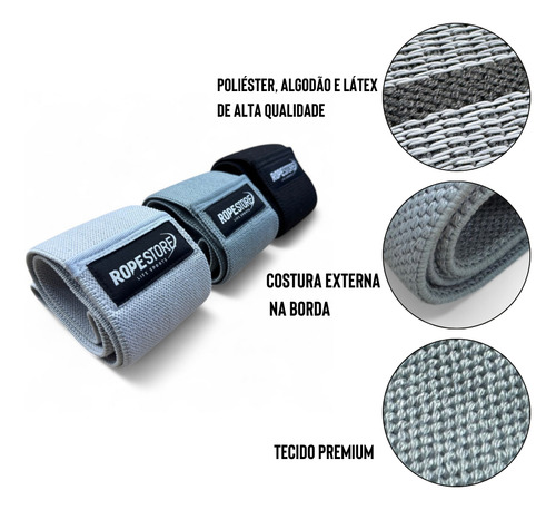 Kit Faixa Elástica Mini Bands Tecido 3 Tensões