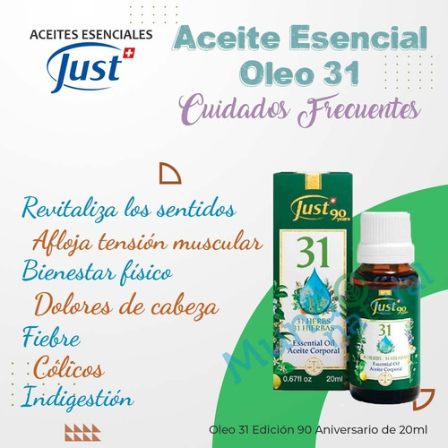 Imagen 2 de 9 de Aceite Esencial Oleo 31 Just 20ml Original Con Envío Gratis