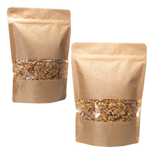 1000 Saquinho Fecho Zip Stand Up Pouch 17x23,5 Kraft C Visor