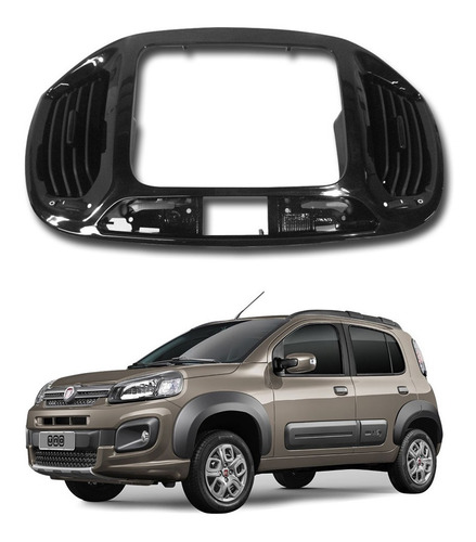 Difusor Ar C/ 2 Din Black Piano Fiat Novo Uno Way 2015