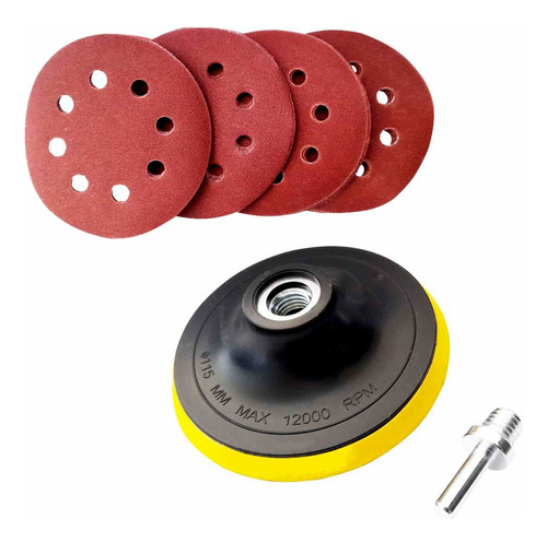 Pack Disco Pulidora Velcro Para Esmeril 4.5 /115mm + 25lijas