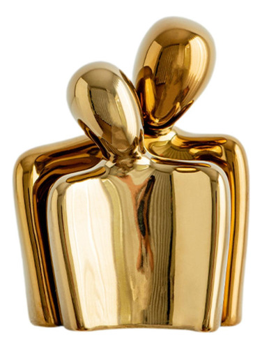 Estatua Abstracta De Pareja Abrazándose, Escultura De Oro