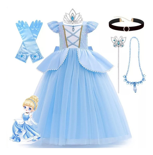 Vestido De Cenicienta Para Niñas Disfraz De Princesa Para Carnaval Halloween De Pascua Cosplay Infantil Fantasía Fiesta