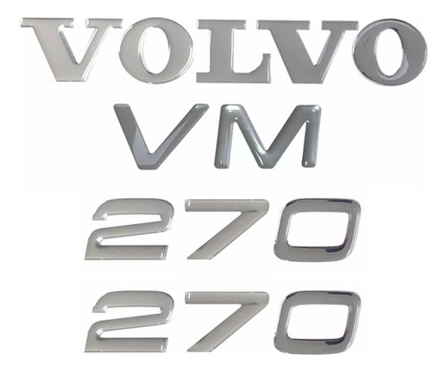 Kit Adesivo Volvo Vm 270 Emblema Caminhão Cromado Resinado