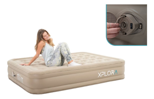 Colchón Inflable Xplora Eléctrico Bomba Recargable 2 Plazas