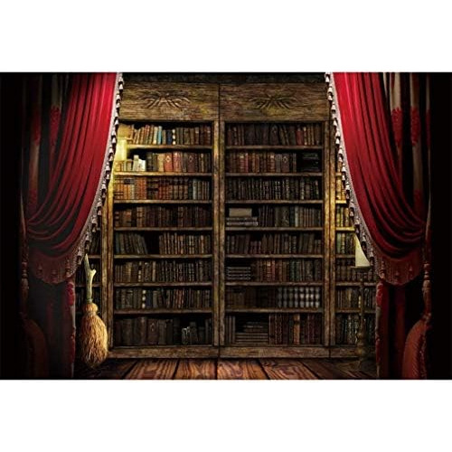 Fondo De Biblioteca Antigua Cortina Roja De 7x5 Pies - ...