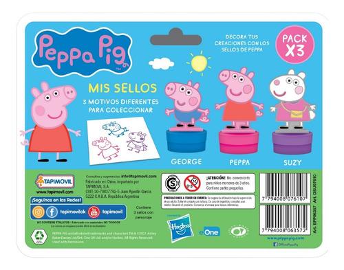 Imagen 3 de 4 de Sellitos Infantiles Peppa Pig George Muñequito Figuras Sello