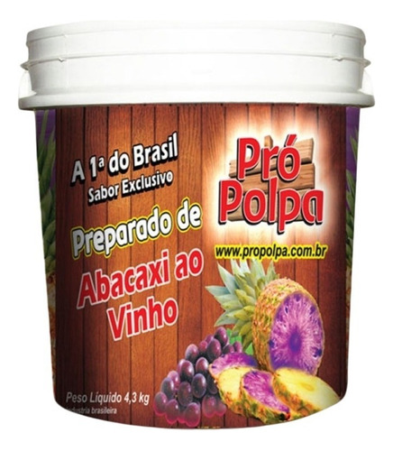 Polpa Abacaxi Ao Vinho Pro Polpa 4,3kg Drinks Bolos Sorvetes