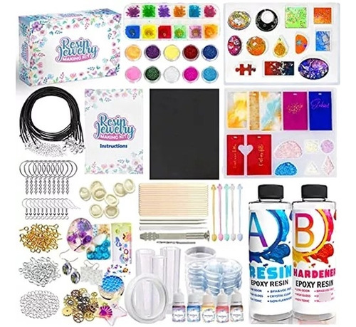 Kit Resina Epoxica Completo Hacer Joyas Moldes Fabricación