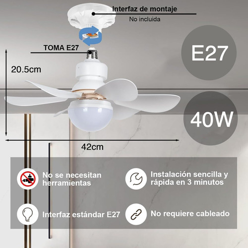 Ventilador De Teto Com Luzes Led E Controle Remoto,