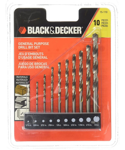 Juego De Brocas De Acero De Alta Velocidad Black & Decker 15