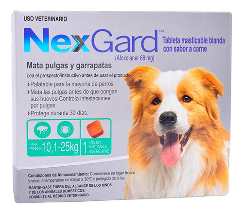 Nexgard Tableta Masticable Para Perro De 10.1 A 25 Kg 