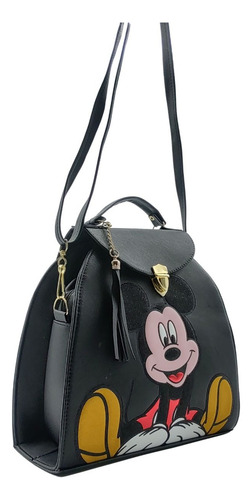 Bolsa Mochila Mickey Mouse Tactopiel Hecho En México 2 En 1 Negro Lisa Oro Negro