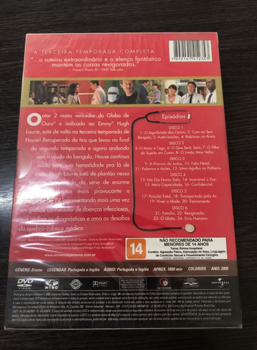 Imagem 5 de 5 de Dvd House Terceira Temporada Original Lacrado