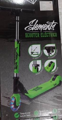 Scooter Eléctrico Plegable Con Luz Led Xootz Color Verde