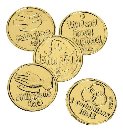 Monedas De Oro Del Verso Biblia Religioso - 144 Piezas - Su.