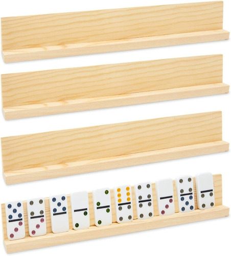 Juvale Domino Bandejas - Paquete De 4 Soportes De Madera Par