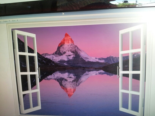 Vinilo Ventana Con Paisaje 130x60