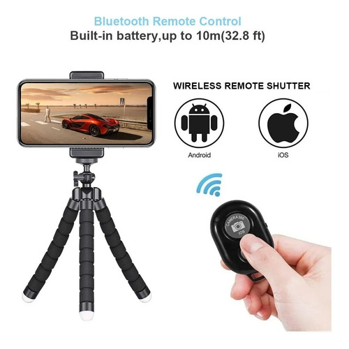 Imagem 5 de 8 de Tripé Suporte Controle Remoto Para Câmera Celular Gopro
