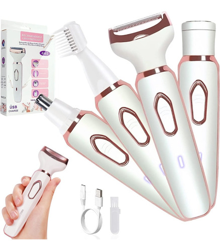 Kit Depiladora Eléctrica 4 En 1 Facial Lavable Mujer Portáti