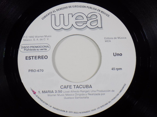 Café Tacuba María Vinilo 7  México Promo Pop Rock Latín 1992