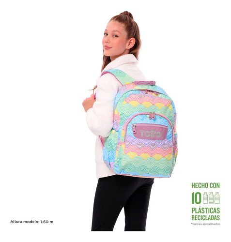 Totto Combo Mochila Y Lonchera - Set Kit Escolar Acuarela Arcoiris