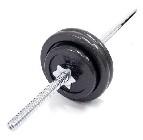 Barra Recta + 20 Kg Discos Fierro Macizo Barbell