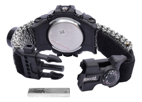 Imagen 5 de 6 de Reloj Paracord Negro Rojo Lcd 12 Dígitos Mc-010 Mendoza