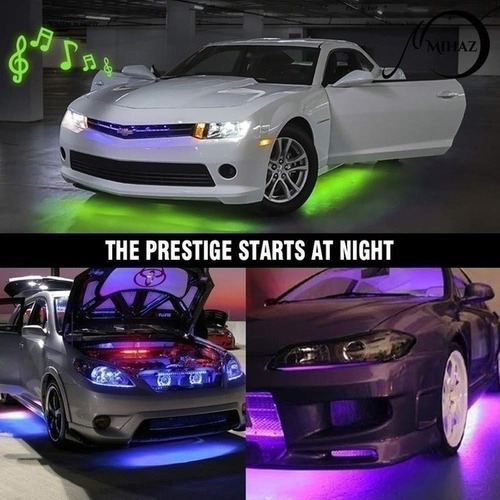 4 Piezas Rb Led Inalámbrico De Luz De Coche Tira De Tubo De