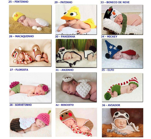 Imagem 4 de 10 de Newborns Menino E Meninas Conjuntos E Toucas - Art Crochê