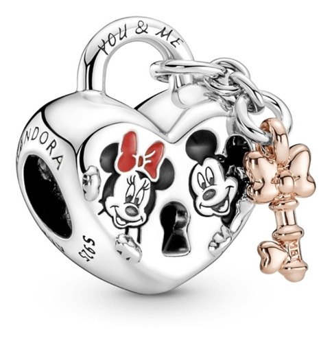 Charm Candado Con Mickey Mouse Y Minnie Mouse De Disney
